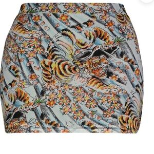 Ed Hardy sky TIGER PRINT MESH‎ mini SKIRT size XL brand new